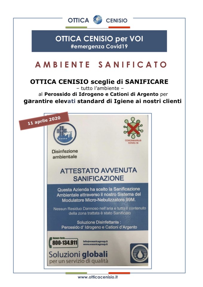 OC emergenza Covid19 AMBIENTE SANIFICATO